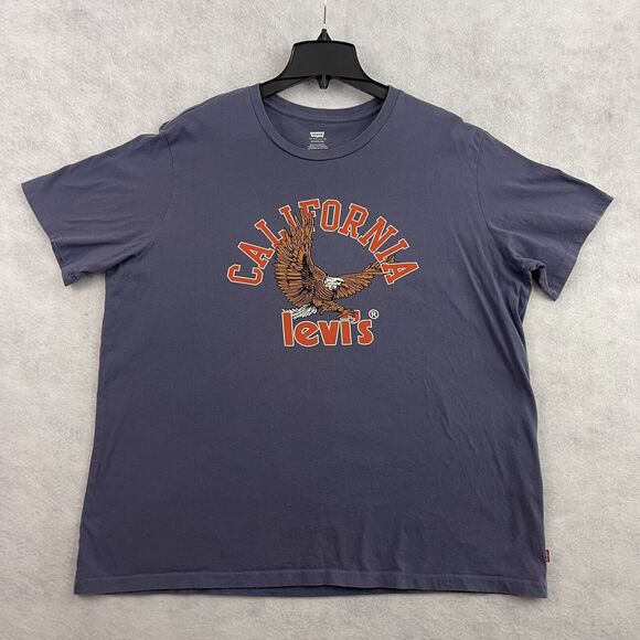 Levis T Shirt Mens Size XL Standard Blue California Eagle Logo Short Sleeve - Picture 3 of 10